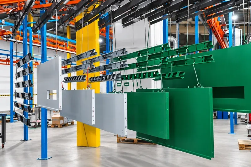 Procédé de finition par pulvérisation industrielle pour les composants de portes manufacturés