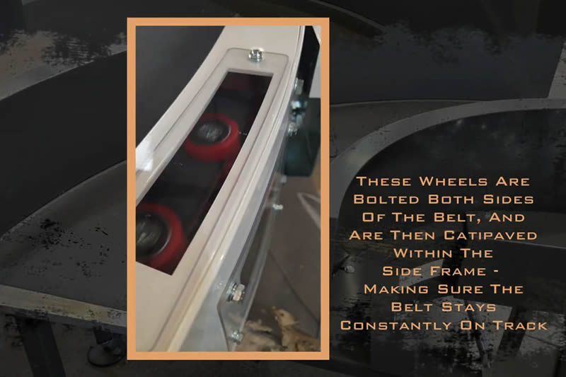 Convoyeur à courroie PVC courbée (zone d'inspection)